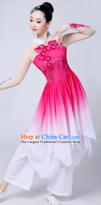 Chinese Traditional Classical Dance Costumes Stage Performance Dance Rosy Dress for Women