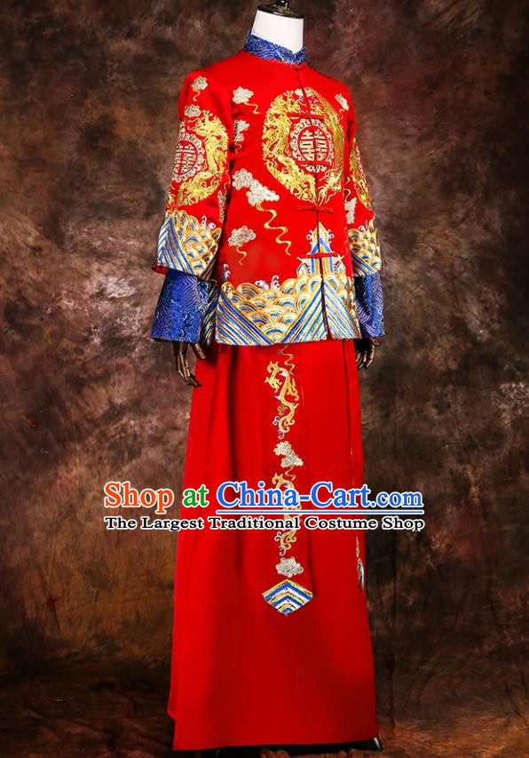 Chinese Traditional Wedding Costumes Ancient Bridegroom Tang Suit Red Gown for Men