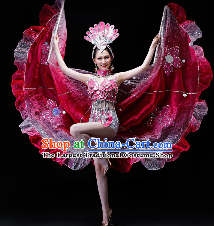 Professional Modern Dance Costumes Opening Dance Stage Show Clothing with Wings for Women