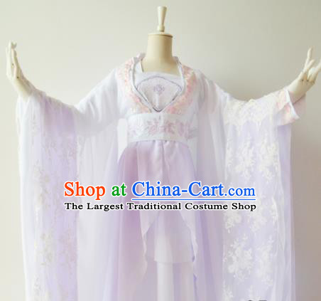 Traditional Chinese Tang Dynasty Princess Costumes Ancient Cosplay Imperial Concubine Lilac Hanfu Dress for Women