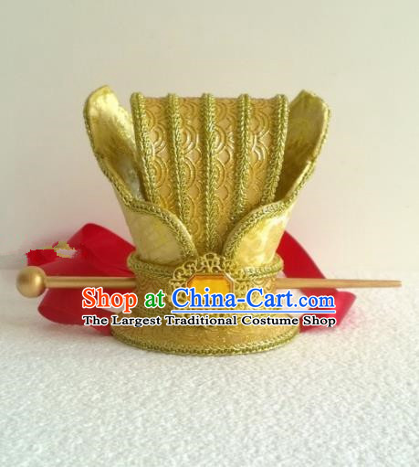 Chinese Ancient Prince Hair Accessories Tang Dynasty Emperor Golden Hairpins Headwear for Men