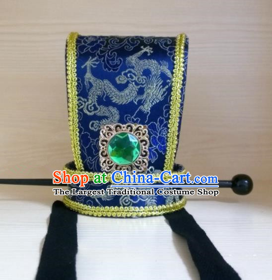 Chinese Ancient Prince Hair Accessories Tang Dynasty Swordsman Blue Hairdo Crown Headwear for Men