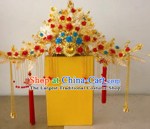 Chinese Ancient Wedding Hair Accessories Ming Dynasty Empress Phoenix Coronet Hat Headwear for Women
