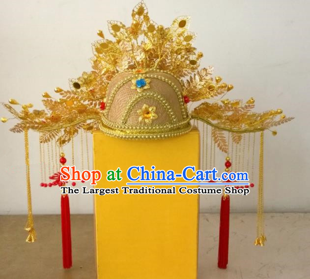 Chinese Ancient Wedding Hair Accessories Ming Dynasty Empress Phoenix Coronet Hat Headwear for Women