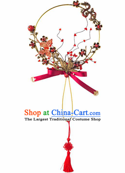 Chinese Ancient Wedding Accessories Bride Palace Fans Round Fan for Women