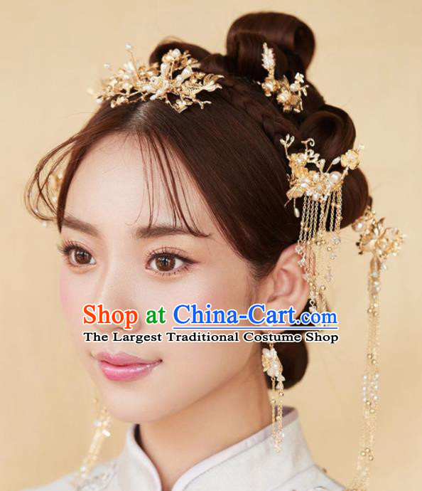 Chinese Ancient Palace Bride Hair Accessories Hanfu Hair Comb Hairpins Headwear for Women
