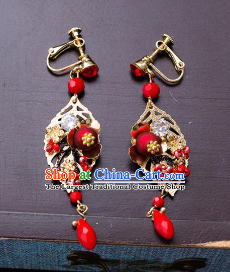 Handmade Wedding Red Ear Accessories Top Grade Bride Hanfu Tassel Earrings for Women