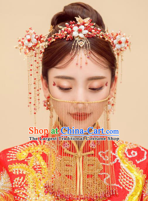 Chinese Ancient Palace Hair Accessories Bride Hanfu Hair Comb Hairpins Headwear for Women