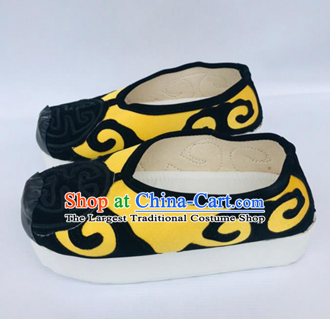 Chinese Traditional Shoes Ancient Beijing Opera Shoes Hanfu Yellow Shoes for Men