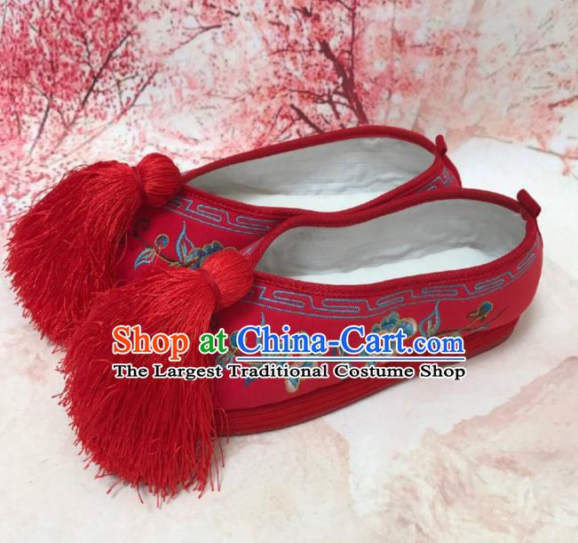 Traditional Chinese Shoes Wedding Shoes Ancient Princess Shoes Beijing Opera Embroidered Shoes for Women