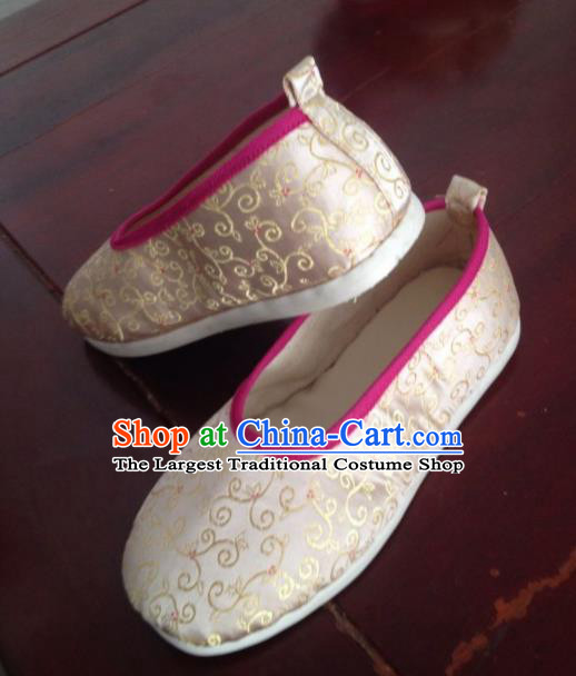 Traditional Chinese Beige Shoes Ancient Princess Shoes Wedding Embroidered Shoes for Women