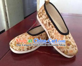 Traditional Chinese Golden Shoes Ancient Princess Shoes Wedding Embroidered Shoes for Women