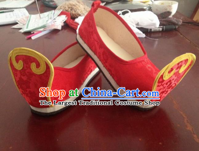 Traditional Chinese Wedding Shoes Ancient Princess Shoes Red Embroidered Shoes for Women