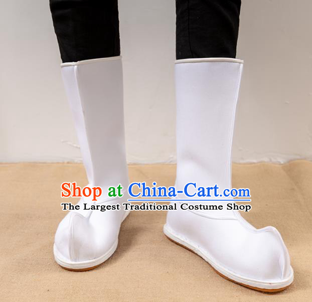 Chinese Traditional Shoes Ancient Swordsman White Boots Opera Shoes Hanfu Boots for Men