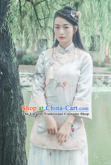 Chinese Traditional Costumes National Tang Suit Blouse Silk Qipao Shirt for Women