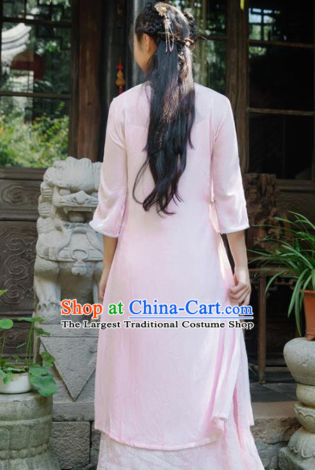 Chinese Traditional Costumes National Pink Qipao Dress Classical Cheongsam for Women