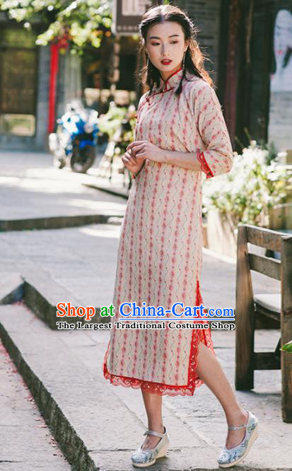 Chinese Traditional Costumes National Corduroy Qipao Dress Tang Suit Cheongsam for Women