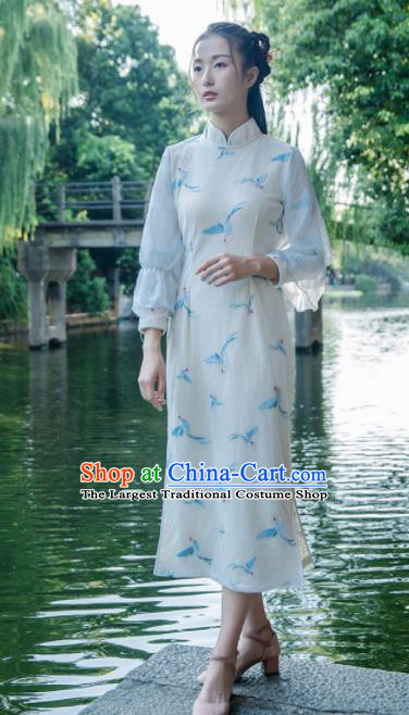 Chinese Traditional Costumes National Qipao Dress Wool Cheongsam for Women