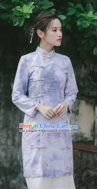 Chinese National Costumes Purple Qipao Dress Traditional Tang Suit Cheongsam for Women