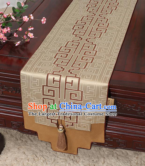 Chinese Classical Household Ornament Brocade Table Flag Traditional Handmade Jade Pendant Table Cover Cloth