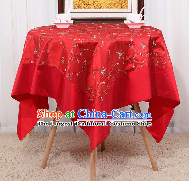 Chinese Classical Household Red Brocade Table Cover Traditional Handmade Table Cloth Antependium