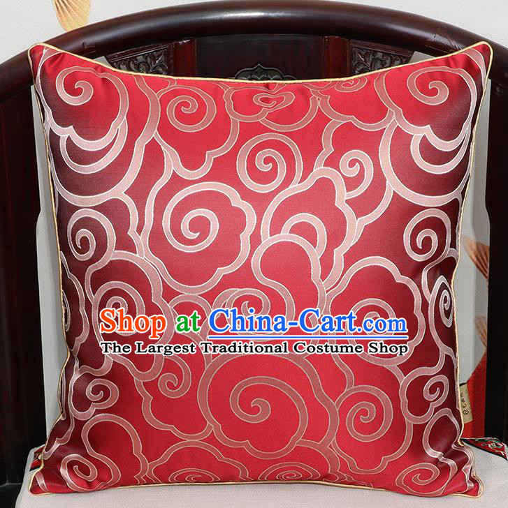 Chinese Classical Household Ornament Traditional Red Brocade Back Cushion Cover