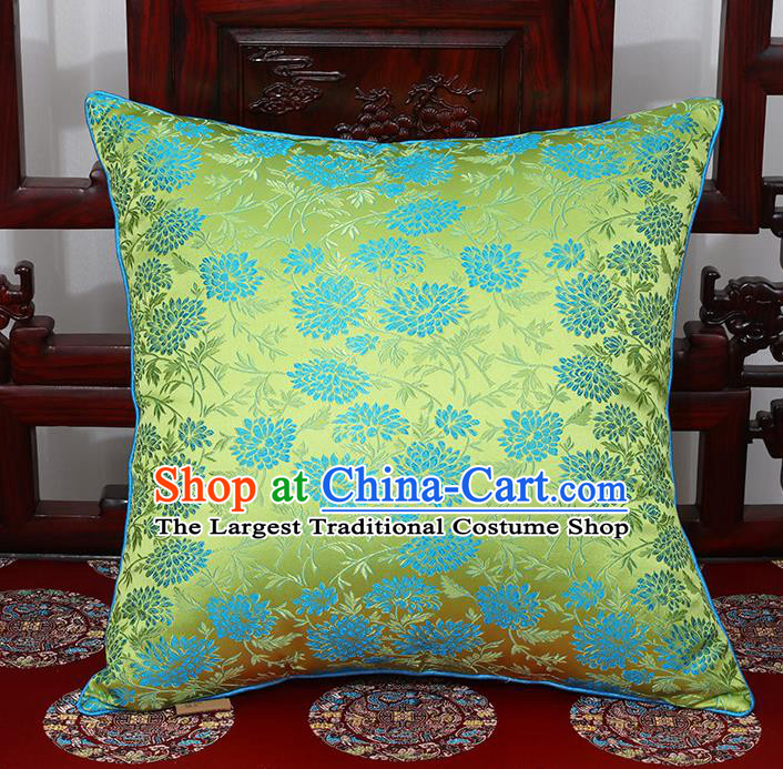 Chinese Classical Household Ornament Traditional Green Brocade Back Cushion Cover