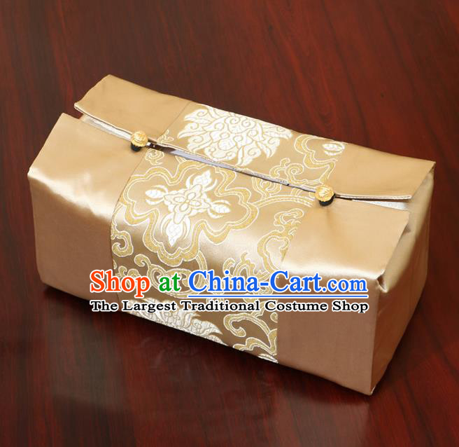 Chinese Traditional Household Accessories Classical Chrysanthemum Pattern Golden Brocade Paper Box Storage Box Cove