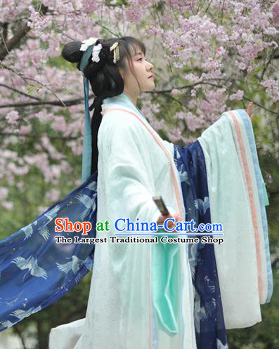 Chinese Traditional Jin Dynasty Palace Princess Historical Costumes Ancient Peri Court Maid Hanfu Dress for Women