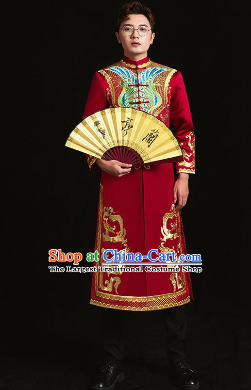 Chinese Traditional Wedding Clothing Ancient Bridegroom Embroidered Costumes for Men