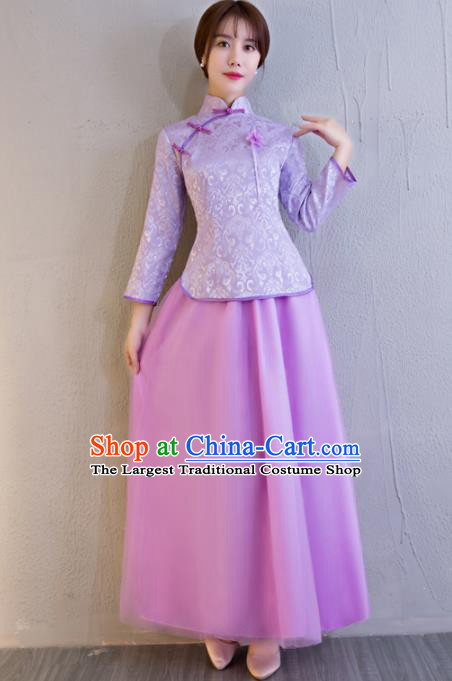 Chinese Traditional Bride Purple Xiuhe Suits Ancient Handmade Wedding Costumes for Women