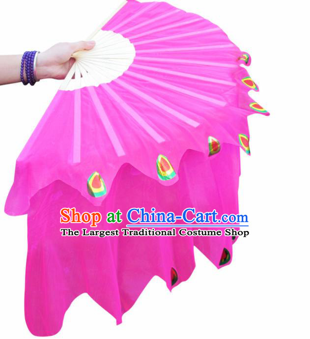 Chinese Traditional Folk Dance Props Classical Dance Fans Rosy Silk Fans