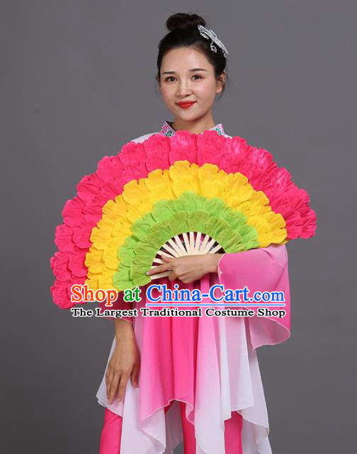 Chinese Traditional Folk Dance Props Classical Dance Fans Pink Peony Fans