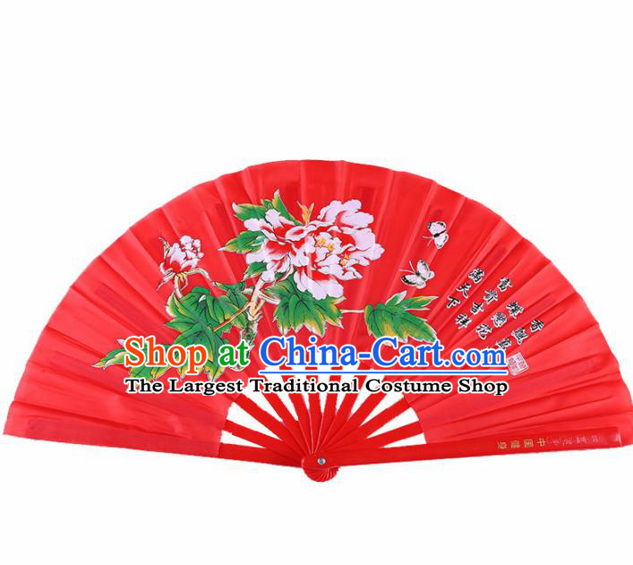 Chinese Traditional Folk Dance Props Classical Dance Fans Red Folding Fans