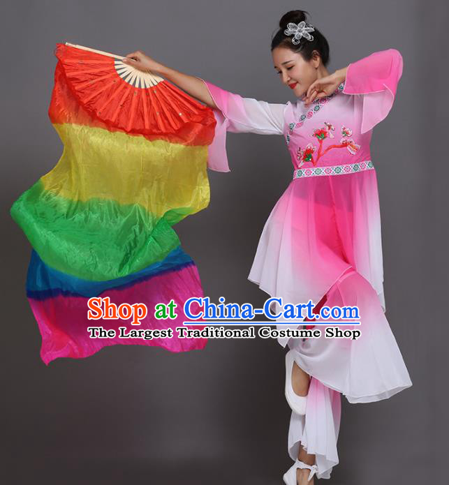 Chinese Traditional Folk Dance Props Classical Dance Fans Silk Ribbon Fans