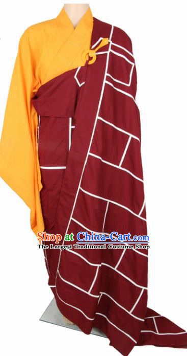 Chinese Traditional Buddhist Monk Red Costumes Buddhism Monks Cassock for Men