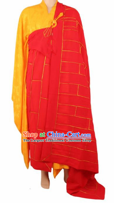 Chinese Traditional Buddhist Red Cassock Monk Costumes Buddhism Dharma Assembly Monks Clothing for Men