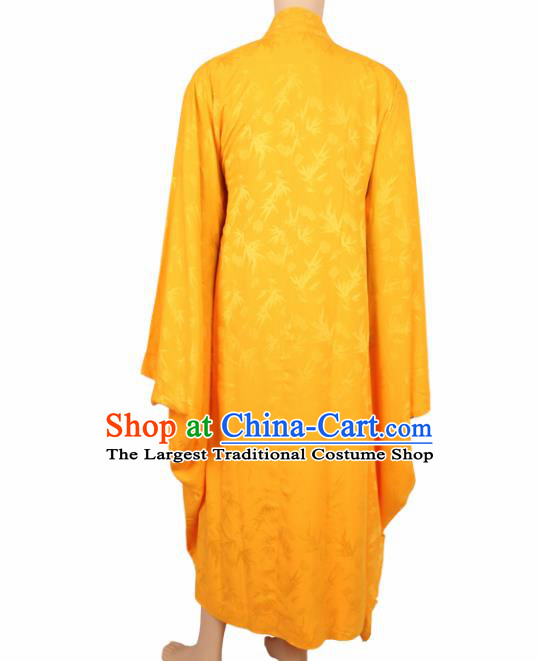 Chinese Traditional Buddhist Yellow Silk Robe Buddhism Dharma Assembly Monks Costumes for Men