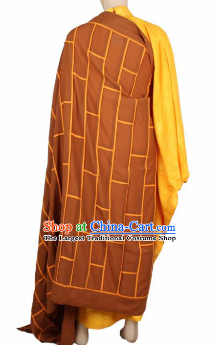 Chinese Traditional Buddhist Brown Cassock Buddhism Dharma Assembly Monks Costumes for Men