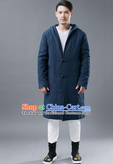 Chinese Traditional Costume Tang Suits Navy Coat National Mandarin Shirt for Men
