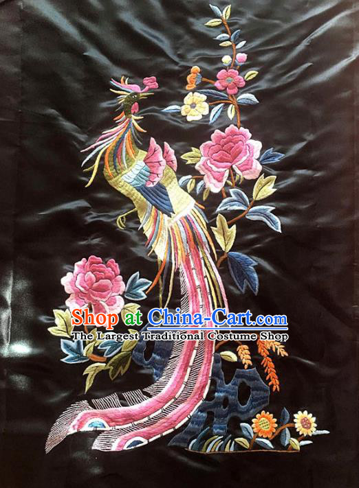 Chinese Traditional Embroidery Craft Embroidered Phoenix Peony Patches Handmade Embroidering Accessories