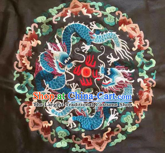 Chinese Traditional Embroidery Craft Embroidered Dragons Silk Patches Handmade Embroidering Accessories