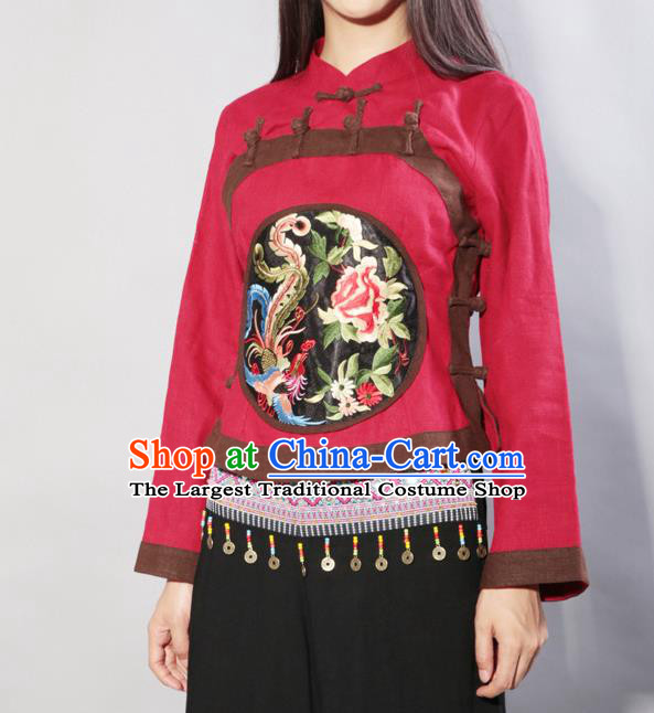 Chinese Traditional Costume Tang Suit Embroidered Blouse National Qipao Shirts for Women