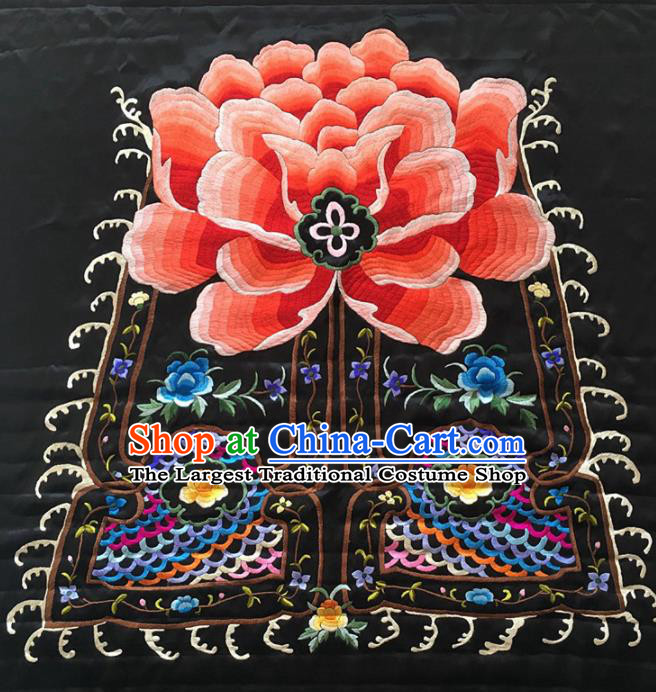 Asian Chinese Traditional Embroidered Peony Silk Patches Handmade Embroidery Craft