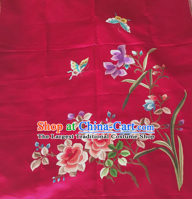 Chinese Traditional Embroidered Orchid Peony Cloth Patches Handmade Embroidery Craft Silk Fabric