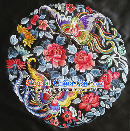 Chinese Traditional Embroidered Cloth Patches Handmade Embroidery Butterfly Peony Craft Silk Fabric