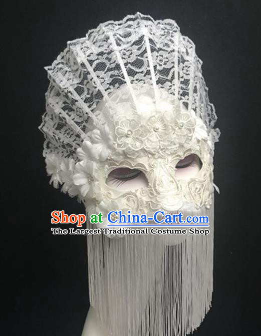Top Halloween Accessories Brazilian Carnival Catwalks White Lace Tassel Masks for Women