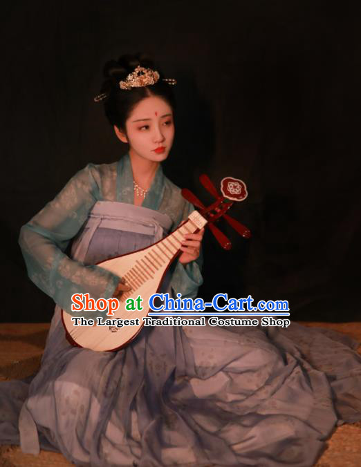 Traditional Chinese Tang Dynasty Princess Hanfu Dress Ancient Peri Silk Historical Costumes Complete Set