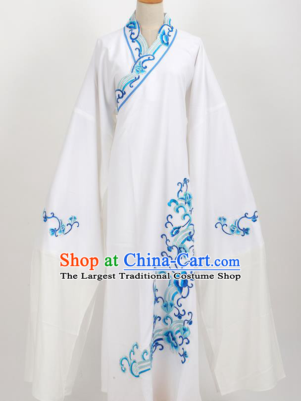 Professional Chinese Traditional Beijing Opera Niche White Robe Ancient Scholar Costume for Men