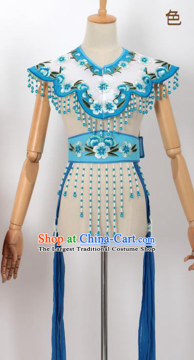 Chinese Traditional Beijing Opera Diva Accessories Lake Blue Shoulder Cape and Belt for Women